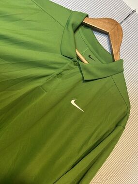 Nike Men's Green Polo Shirt with White Swoosh XXL
